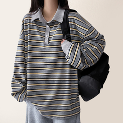 ワッフルボーダートレーナー GREY