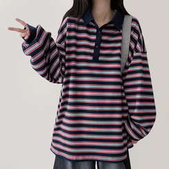 ワッフルボーダートレーナー NAVY