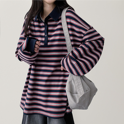 ワッフルボーダートレーナー NAVY