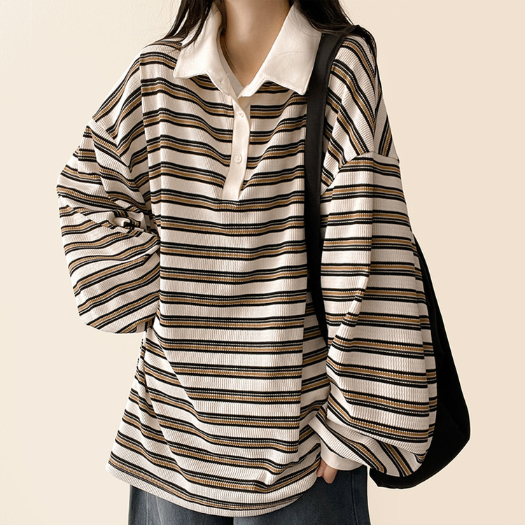 ワッフルボーダートレーナー CREAM