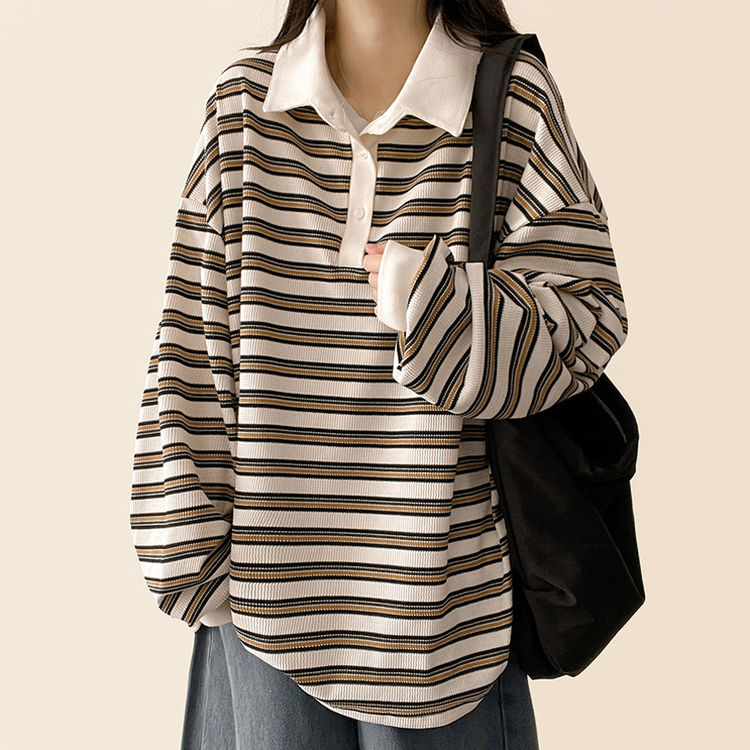 ワッフルボーダートレーナー CREAM