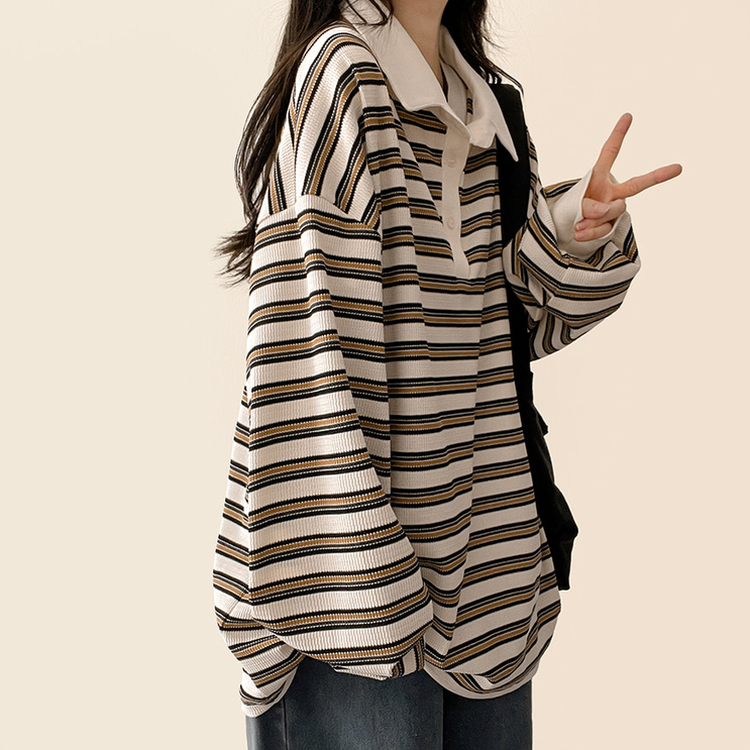 ワッフルボーダートレーナー CREAM