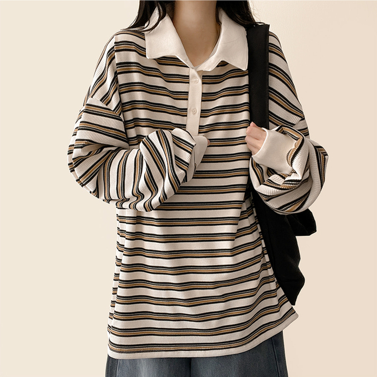 ワッフルボーダートレーナー CREAM