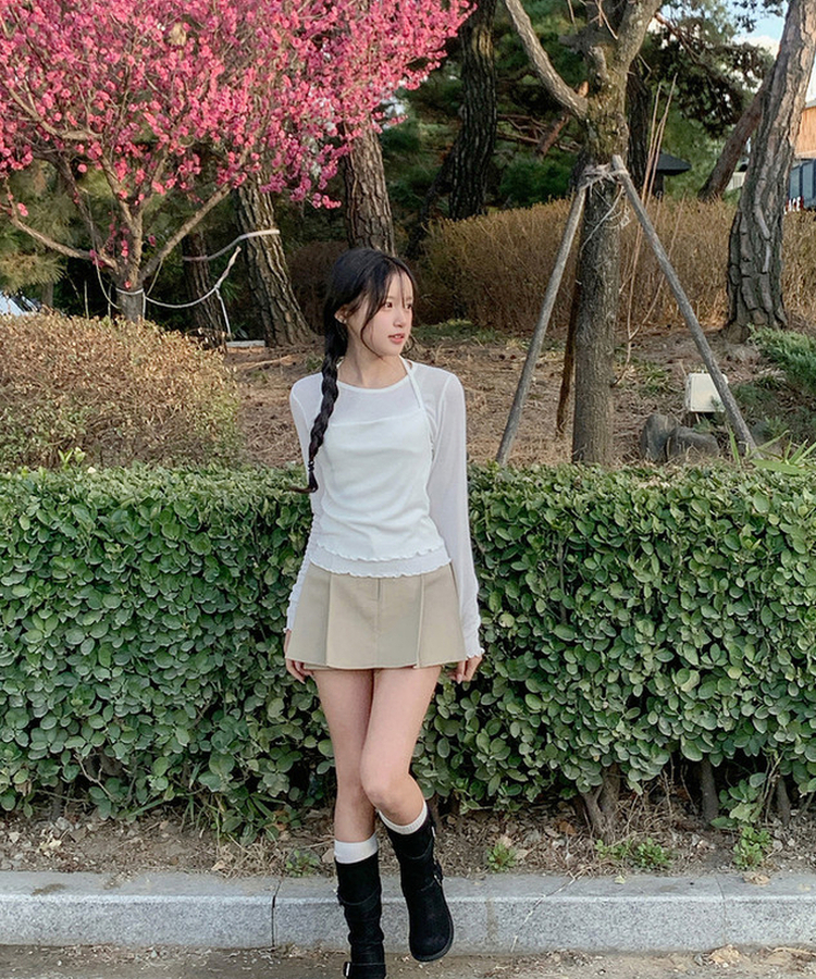 デイリープリーツミニスカート BEIGE