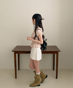 フリルオフショルダーボタンパフブラウス LIGHT PINK