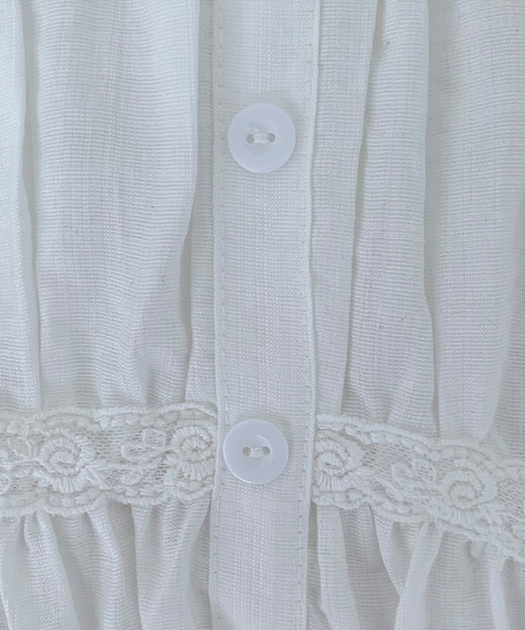 フリルオフショルダーボタンパフブラウス