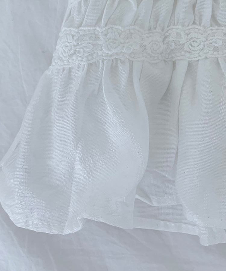 フリルオフショルダーボタンパフブラウス