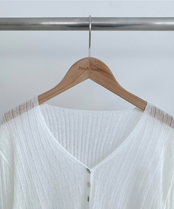 Vネックシアー長袖カーディガン