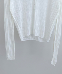 Vネックシアー長袖カーディガン