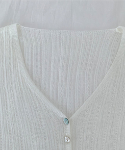 Vネックシアー長袖カーディガン