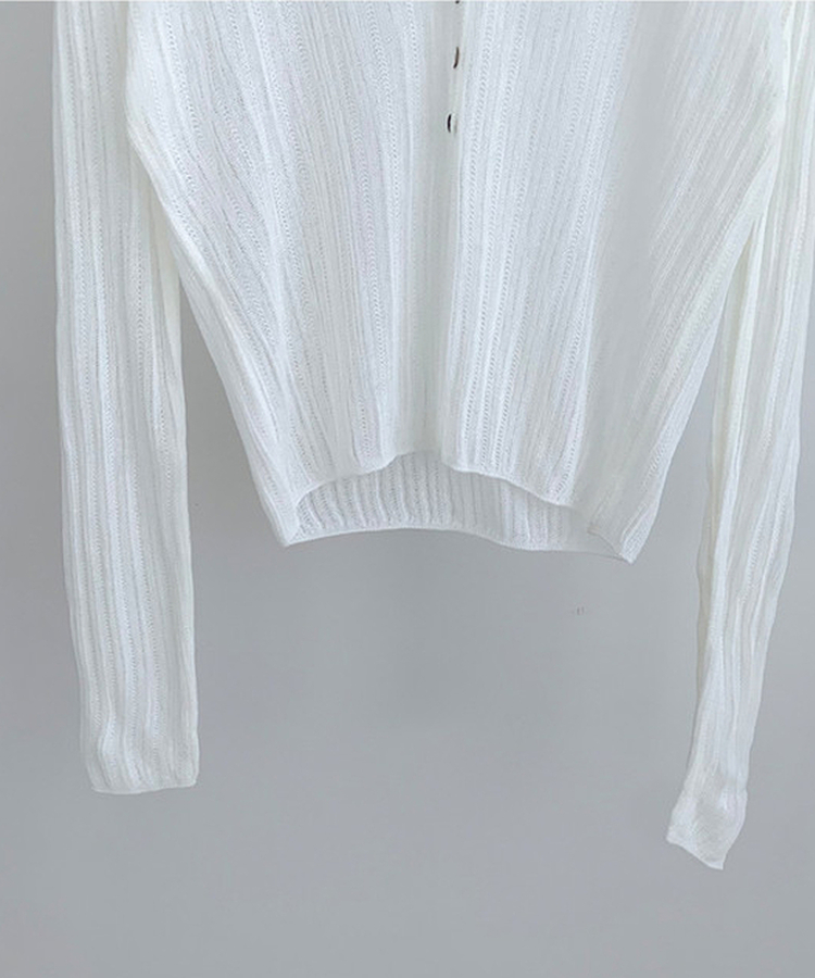 Vネックシアー長袖カーディガン