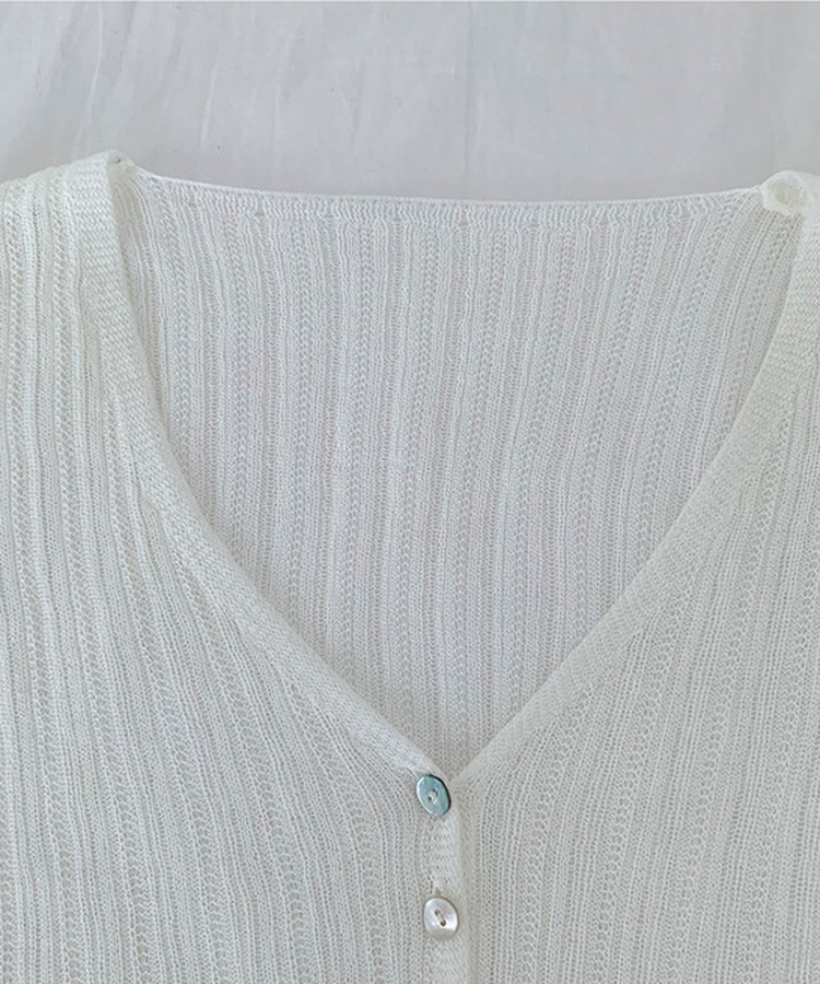 Vネックシアー長袖カーディガン