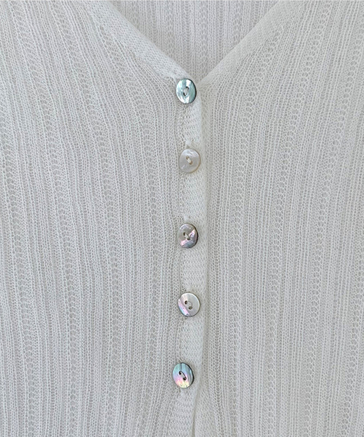 Vネックシアー長袖カーディガン