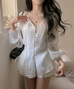 【SET】シフォンブラウス＋ショートパンツ IVORY