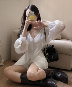 【SET】シフォンブラウス＋ショートパンツ IVORY