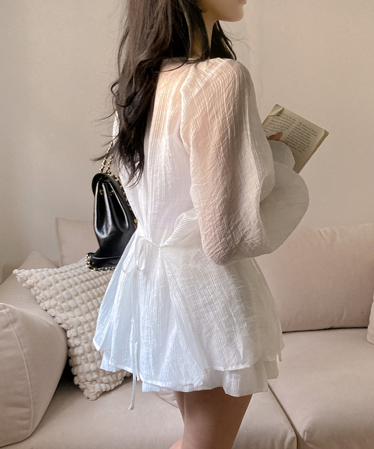 【SET】シフォンブラウス＋ショートパンツ IVORY