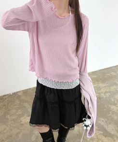 リブウェーブ長袖Tシャツ LAVENDER PINK