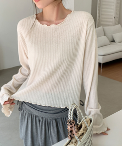 リブウェーブ長袖Tシャツ CREAM