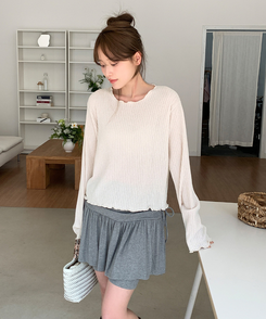 リブウェーブ長袖Tシャツ CREAM