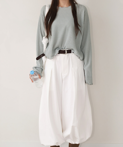 リブウェーブ長袖Tシャツ MINT