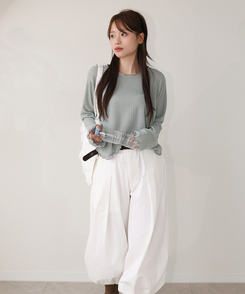 リブウェーブ長袖Tシャツ MINT