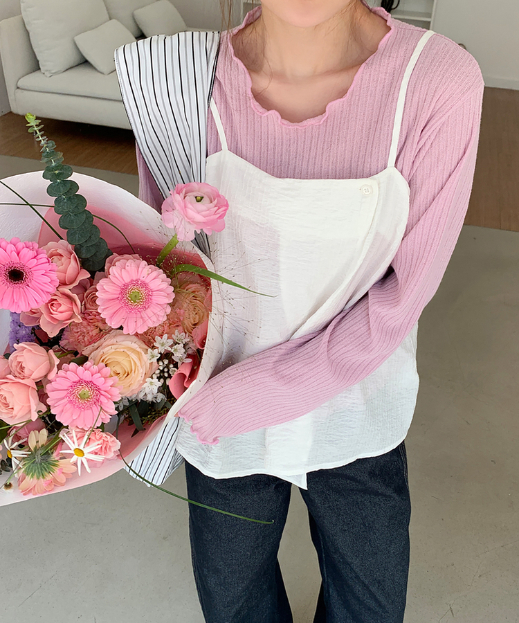 リブウェーブ長袖Tシャツ LAVENDER PINK