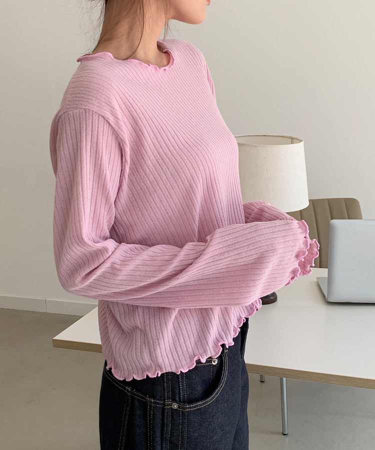 リブウェーブ長袖Tシャツ LAVENDER PINK
