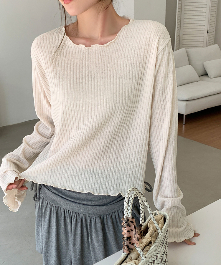 リブウェーブ長袖Tシャツ CREAM