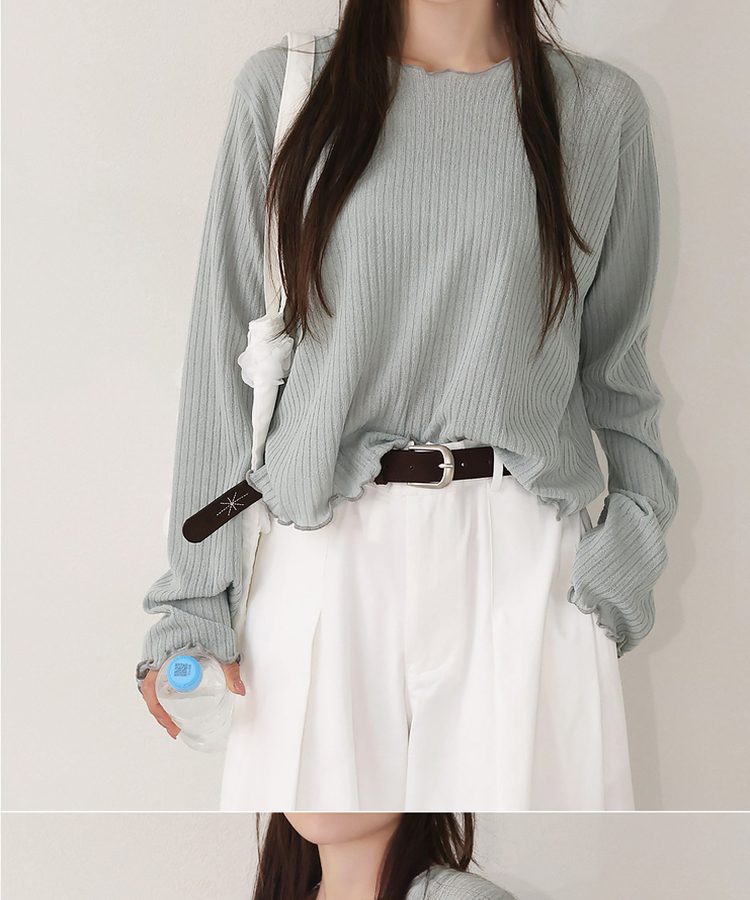 リブウェーブ長袖Tシャツ MINT