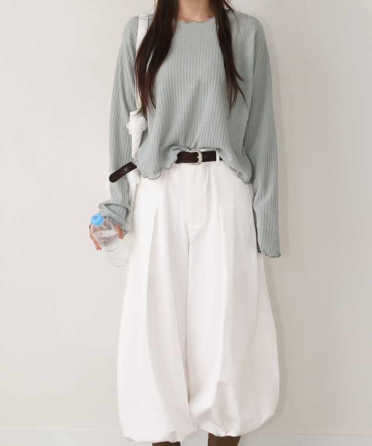 リブウェーブ長袖Tシャツ MINT