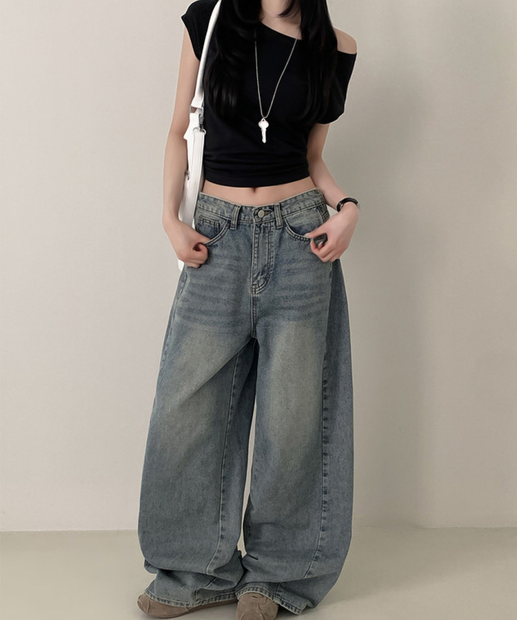 【丈別】ワイドウォッシュデニムパンツ(5color) LIGHT DENIM