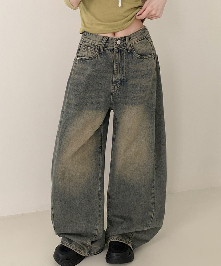 【丈別】ワイドウォッシュデニムパンツ(5color) MID DENIM