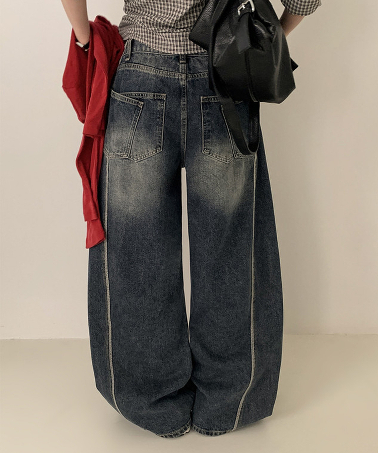 【丈別】ワイドウォッシュデニムパンツ(5color) DENIM