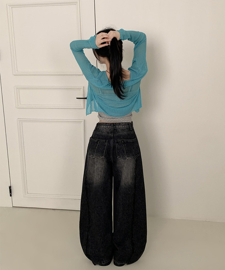 【丈別】ワイドウォッシュデニムパンツ(5color) BLACK DENIM