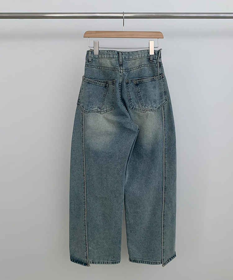 【丈別】ワイドウォッシュデニムパンツ(5color)