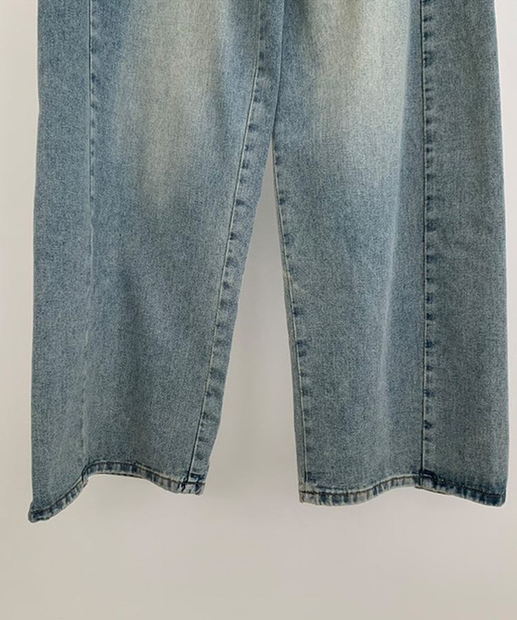 【丈別】ワイドウォッシュデニムパンツ(5color)
