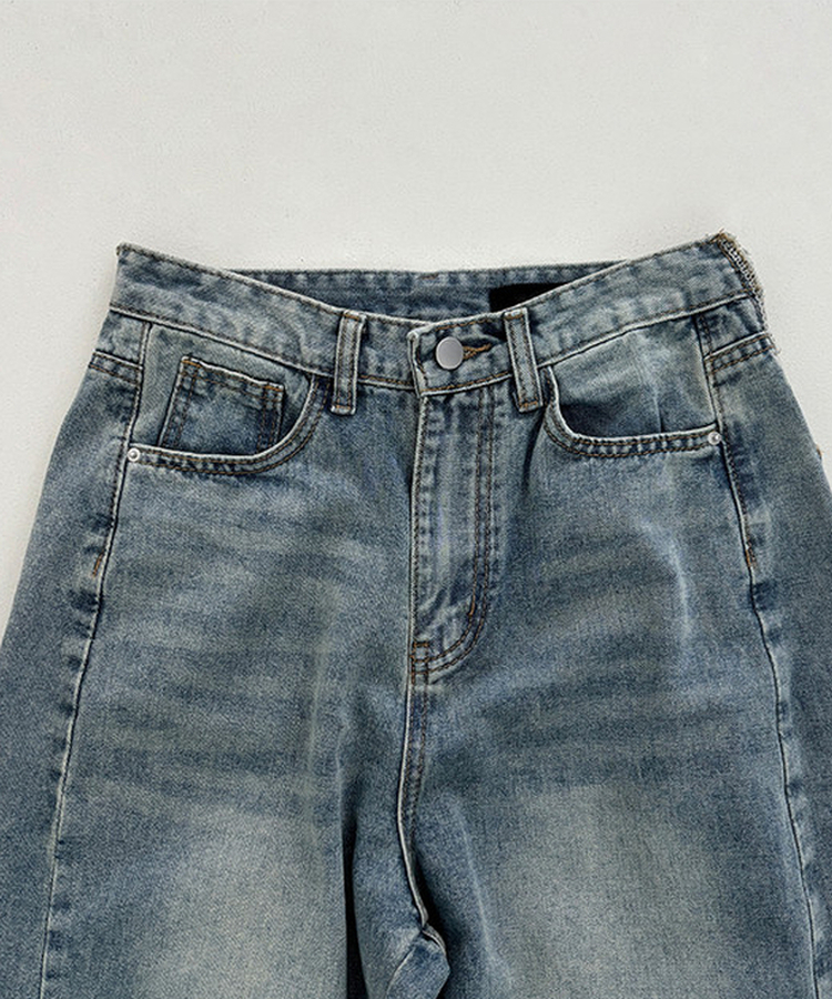 【丈別】ワイドウォッシュデニムパンツ(5color)