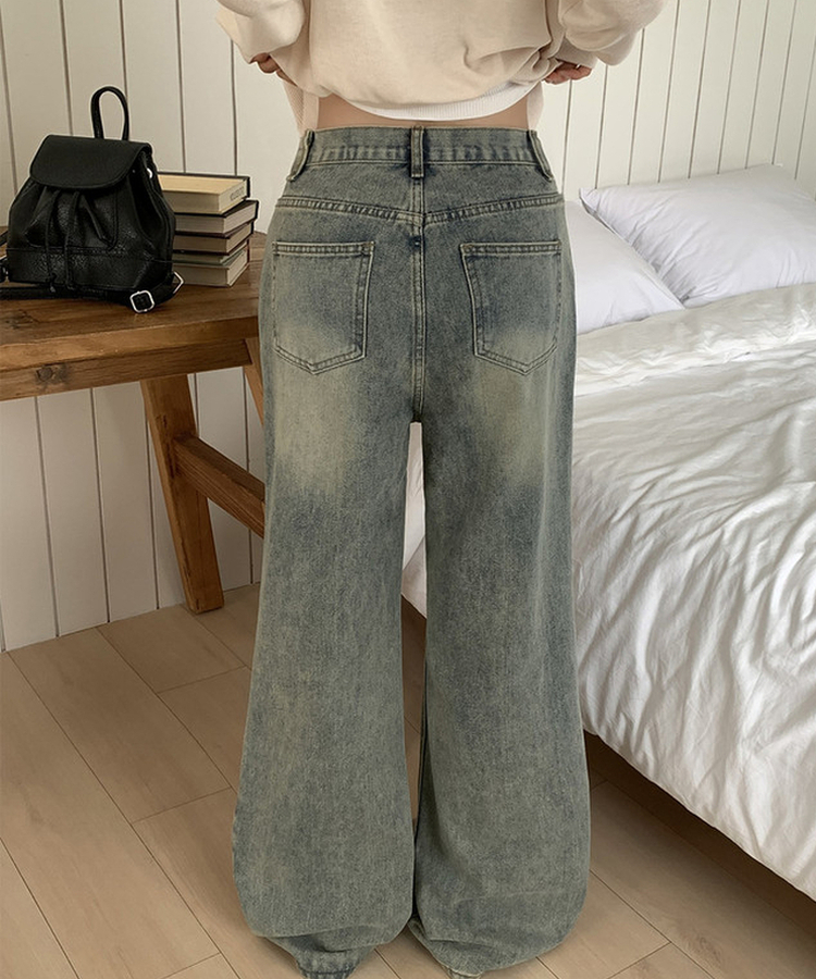 【丈別】ビンテージウォッシュワイドデニムパンツ(5color) LIGHT DENIM