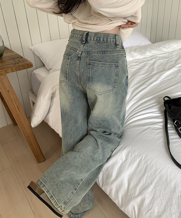 【丈別】ビンテージウォッシュワイドデニムパンツ(5color) LIGHT DENIM