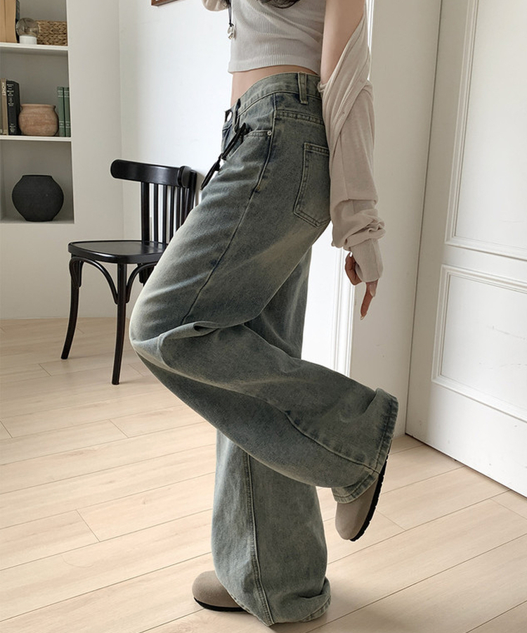 【丈別】ビンテージウォッシュワイドデニムパンツ(5color) LIGHT DENIM