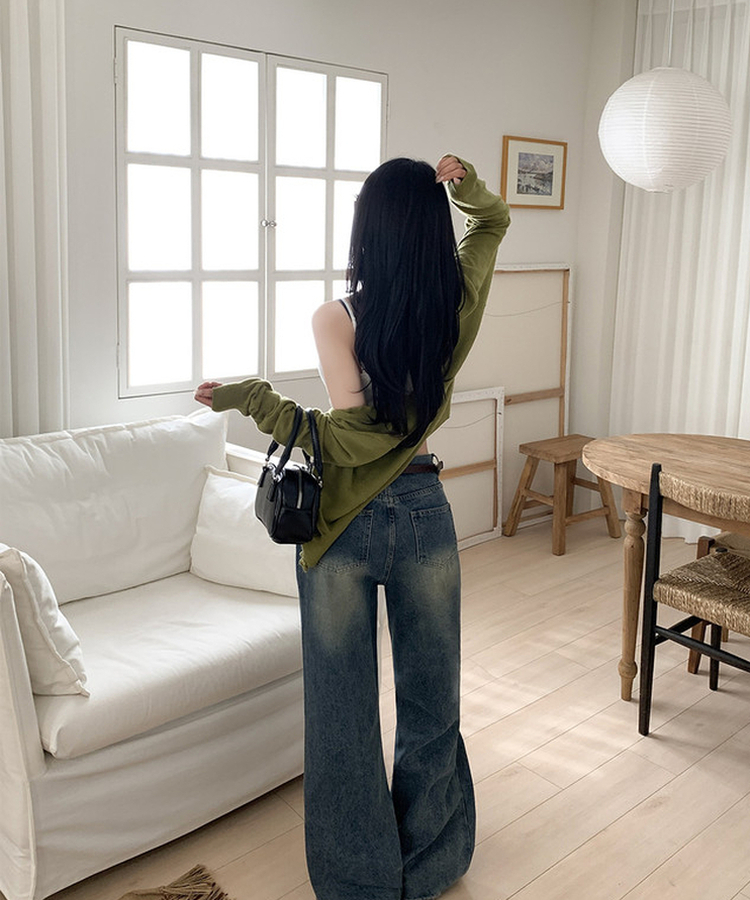 【丈別】ビンテージウォッシュワイドデニムパンツ(5color) DEEP BLUE