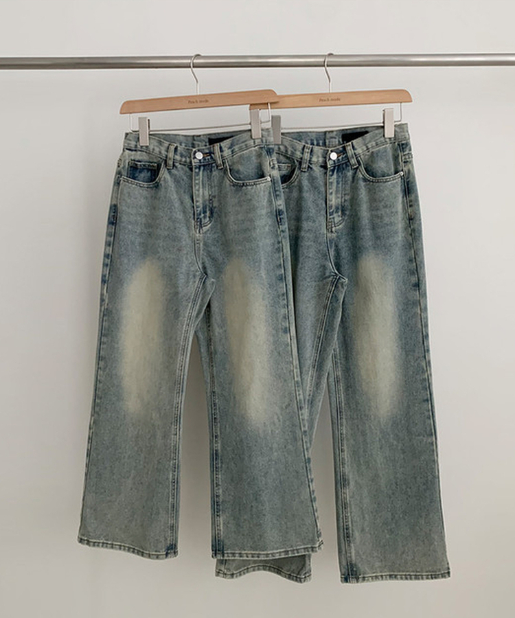 【丈別】ビンテージウォッシュワイドデニムパンツ(5color)