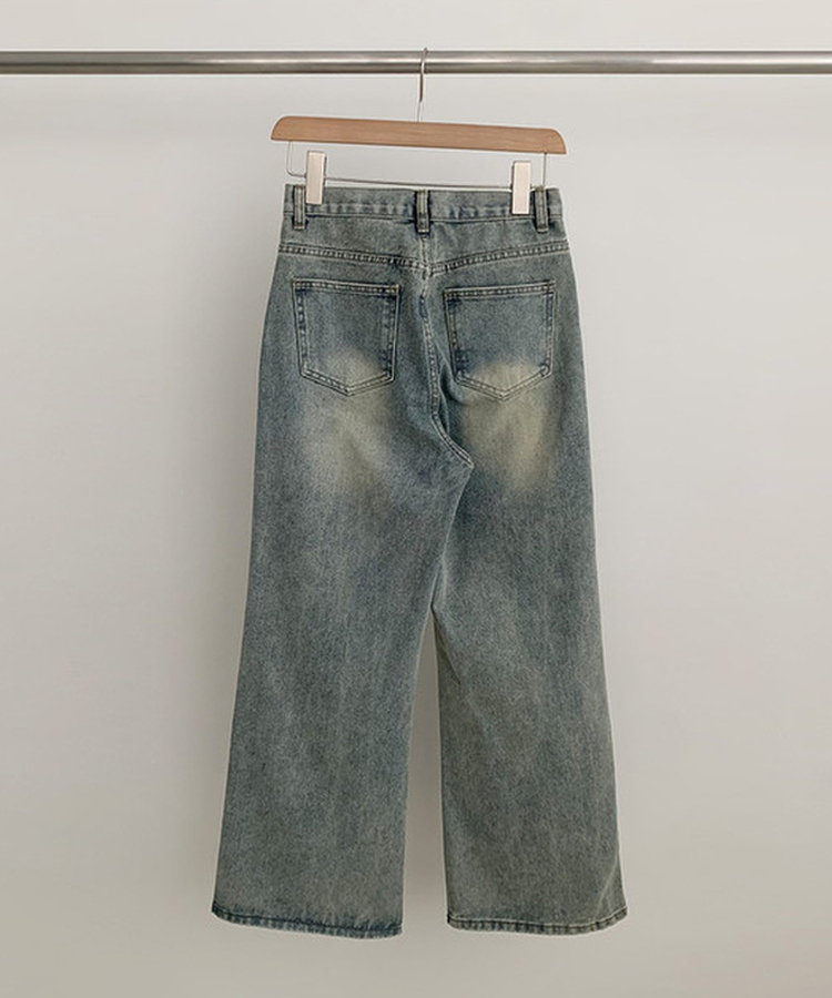 【丈別】ビンテージウォッシュワイドデニムパンツ(5color)