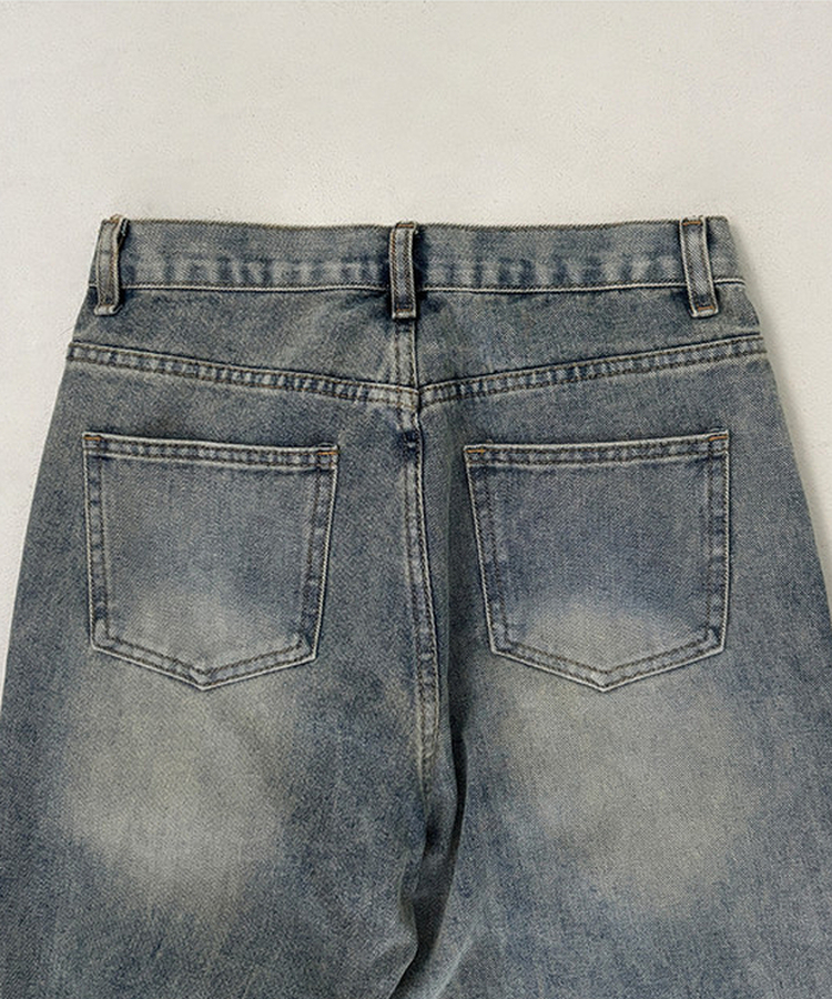 【丈別】ビンテージウォッシュワイドデニムパンツ(5color)