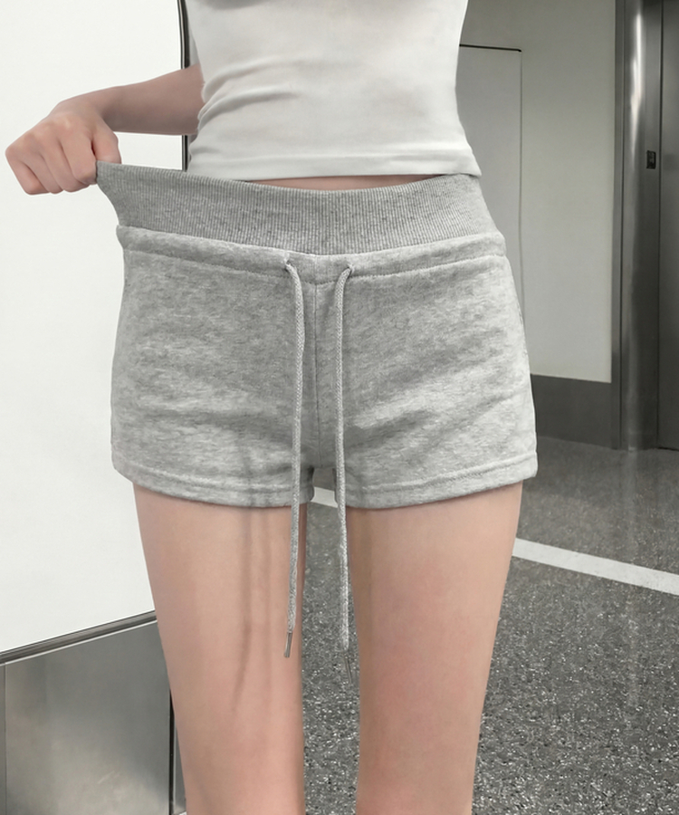 제느 페이크 포켓 반바지 밴딩 면바지 편한바지 3부 숏팬츠 트레이닝 포켓 스트랩 끈조절 체형보정 데일리룩 꾸안꾸 봄 신상봄반바지 그레이
