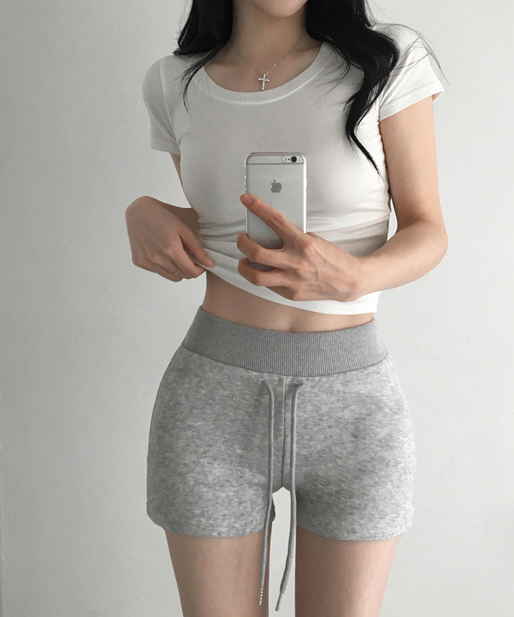제느 페이크 포켓 반바지 밴딩 면바지 편한바지 3부 숏팬츠 트레이닝 포켓 스트랩 끈조절 체형보정 데일리룩 꾸안꾸 봄 신상봄반바지 그레이