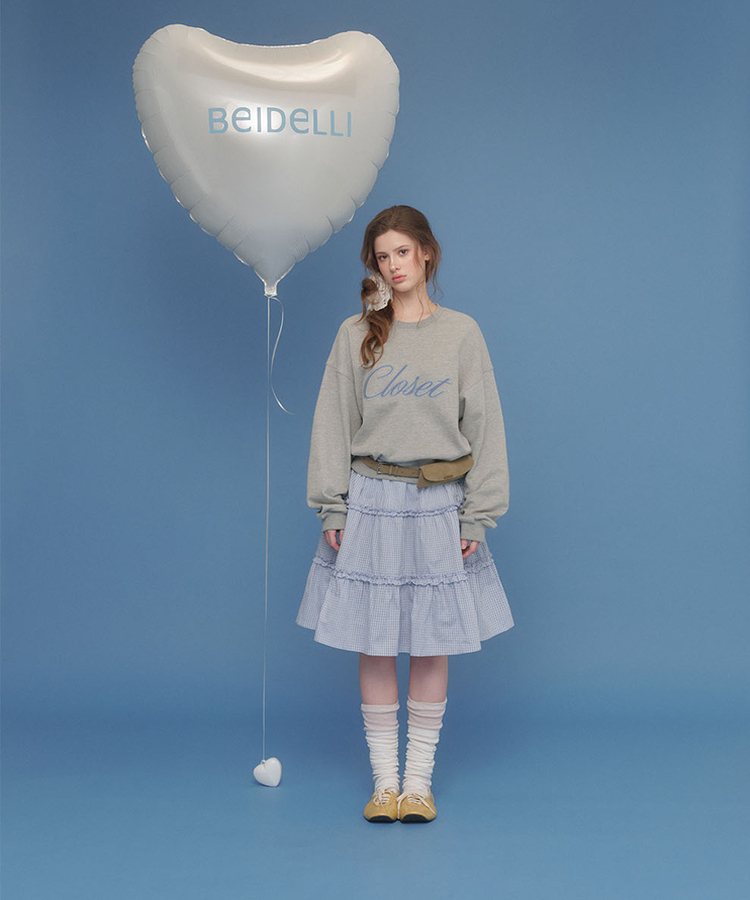 ティアードチェックミディスカート BLUE