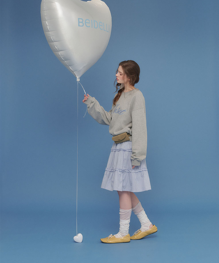 ティアードチェックミディスカート BLUE