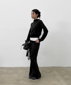 ローブーツカットバンディングパンツ BLACK