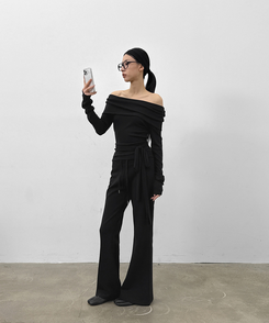 ローブーツカットバンディングパンツ BLACK